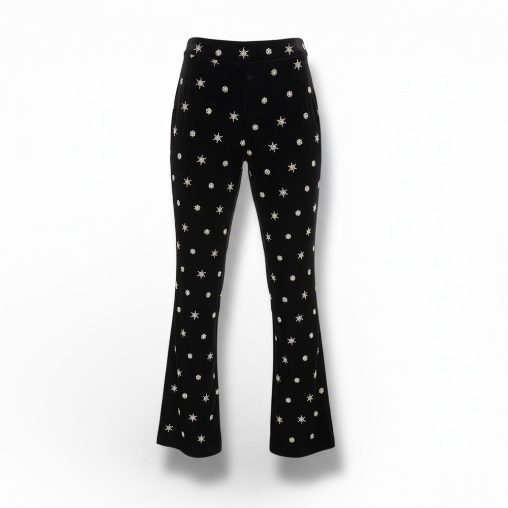 Chelsea & Violet Black Silver Star Beaded Embellished Flare Pants Size 2